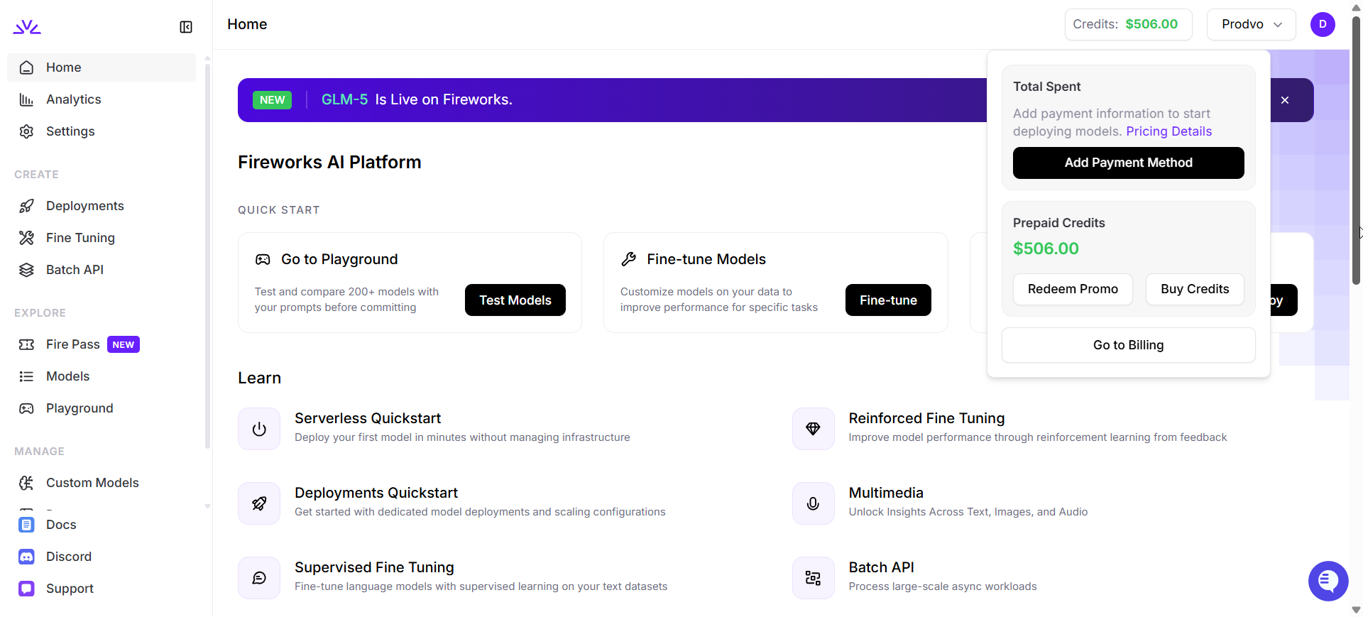 Akun Fireworks AI + Credits $500 (8.5 juta)