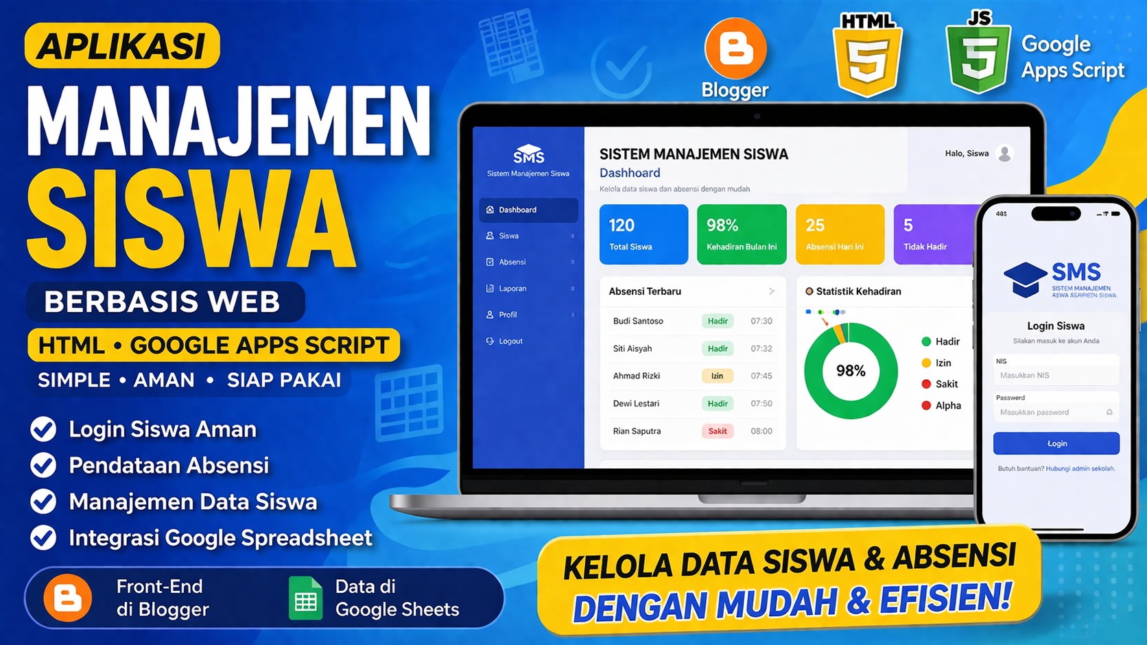 SOURCE CODE (FIX) MANAJEMEN SISWA SIAP PAKAI (GAS + BLOGGER)